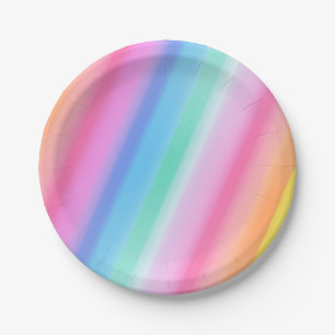 Assiettes En Carton Joli Arc-en-ciel lumineux et coloré Anniversaire