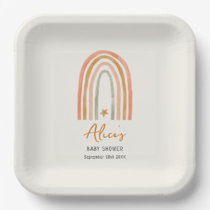 Assiettes En Carton Joli Baby shower arc-en-ciel Boho