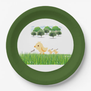 Assiettes En Carton Joli Baby shower de poussins pour bébé jaune