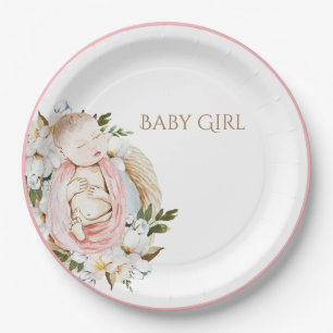Assiettes En Carton Joli Baby shower Floral Rose bébé fille