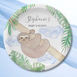 Assiettes En Carton Joli bébé garçon Baby shower de fentes<br><div class="desc">Bébé mignonne garçon Sloth Baby shower plaque en papier. Cette plaque en papier baby shower amusante présente un doux parfum de bébé souriant accroché à une branche, avec des feuilles de jungle vert et des nuages bleus. Tout le texte est personnalisable. Il y a des serviettes assorties dans mon magasin....</div>