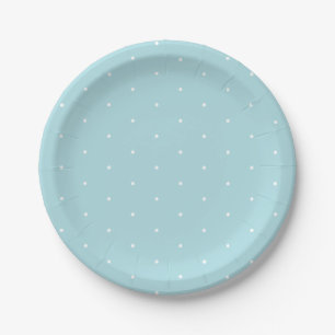 Assiettes En Carton Joli bleu poudreuse bleu petit motif pois