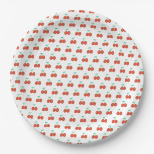 Assiettes En Carton Joli Cerisier Dessiné à la Main Joyeux Anniversair