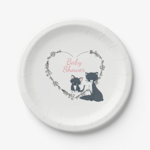 Assiettes En Carton Joli Chat, Kitten, Baby shower Fils Heart Girls