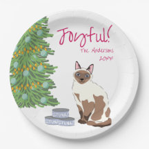 Joli chat siamois avec Thon Noël joyeux 