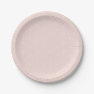 Assiettes En Carton Joli chic rose pâle blanc pois minuscule