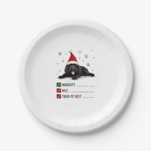 Assiettes En Carton Joli chien de Terre-Neuve Noël méchant gentil essa