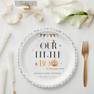 Assiettes En Carton Joli Citrouille Halloween Baby shower Little Boo