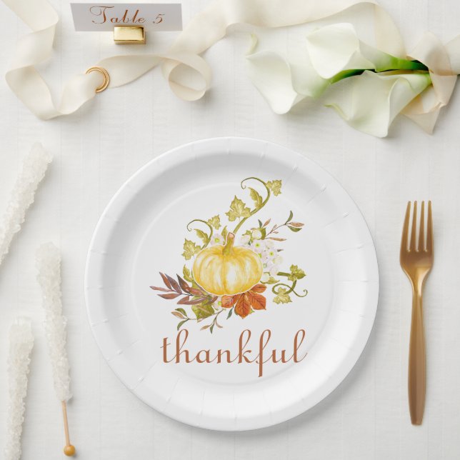 Assiettes En Carton Joli Citrouille Thanksgiving Watercolor Thanksgivi (Mariage)