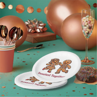 Assiettes En Carton Joli Couple en Pain d'Épice le Plus Mignon Ensembl