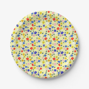 Assiettes En Carton Joli délicat floral mignon sur jaune pastel