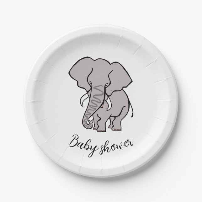 Assiettes En Carton Joli ELEPHANT africain - Baby shower-Party (Devant)