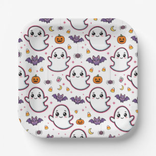 Assiettes En Carton Joli fantôme d'Halloween