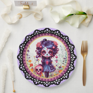 Assiettes En Carton Joli Jardin Gothique Crâne de Sucre