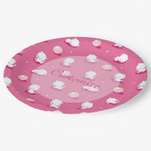 Assiettes En Carton Joli Kitty Chatons roses Plaques de papier Motif