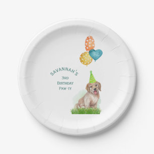 Assiettes En Carton Joli Labrador Chiot Anniversaire Paw-ty Balloons