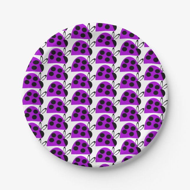 Assiettes En Carton Joli Ladybug violet (Devant)