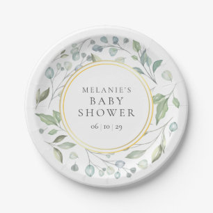 Assiettes En Carton Joli Laurel Garland Baby shower de verdure