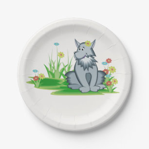 Assiettes En Carton Joli loup gris Enfants Woodland Décor