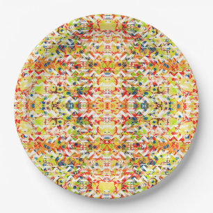 Assiettes En Carton Joli motif abstrait coloré de printemps