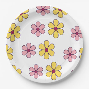 Assiettes En Carton Joli motif de grandes fleurs