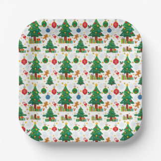 Assiettes En Carton Joli motif de Noël sans couture