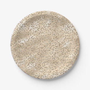 Assiettes En Carton Joli motif imprimé peau de léopard guépard marron