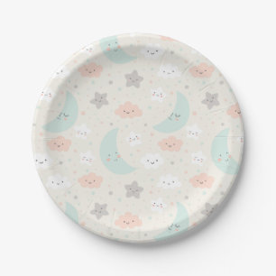 Assiettes En Carton Joli Motif Pastel Sky souriant