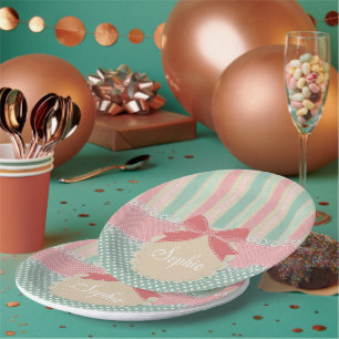 Assiettes En Carton Joli motif pastels à pois et rayures