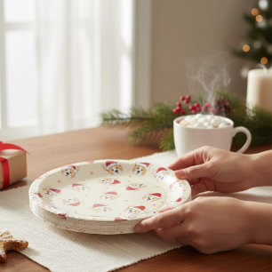 Assiettes En Carton Joli Noël Corgi Chien Motif Vacances