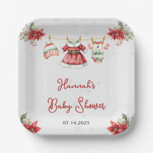 Assiettes En Carton Joli Noël Sweet Père Noël bébé Baby shower fille