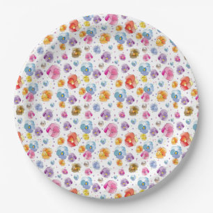 Assiettes En Carton Joli Pansy été Floral Illustration Motif