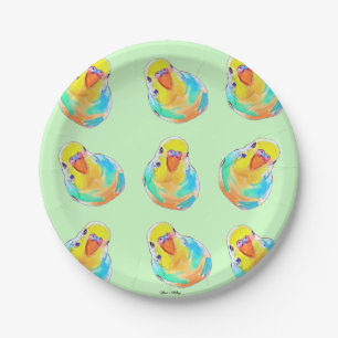Assiettes En Carton Joli Parakeet Budgerigar Bird Aquarelle Cute