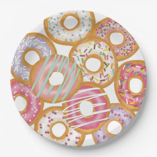 Assiettes En Carton Joli Pastel Donuts coloré Anniversaire