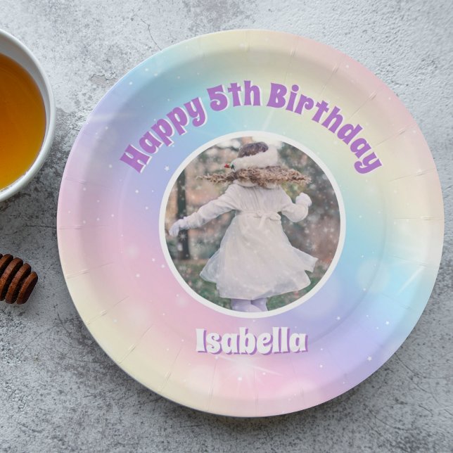 Assiettes En Carton Joli Pastel Rainbow Sparkle Anniversaire de enfant (Créateur téléchargé)