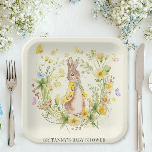 Assiettes En Carton Joli Peter Rabbit Jaune Baby shower Fleur sauvage