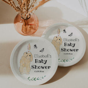Assiettes En Carton Joli petit Baby shower de lapin