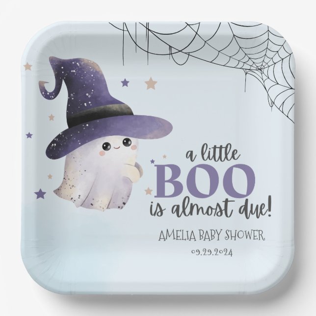 Assiettes En Carton Joli petit bol d'aquarelle chute garçon baby showe (Recto)