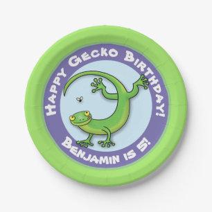 Assiettes En Carton Joli plaisir personnalisé gecko dessin animé d'ann
