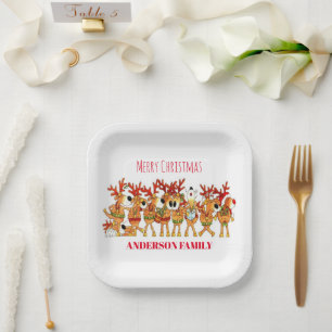 Assiettes En Carton Joli Renne De Noël Qui Chante