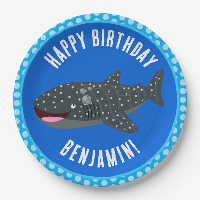 Assiettes En Carton Joli requin baleine fête personnalisée (Devant)
