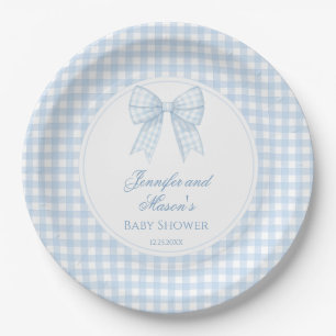 Assiettes En Carton Joli ruban bleu arc bébé bébé garçon douche