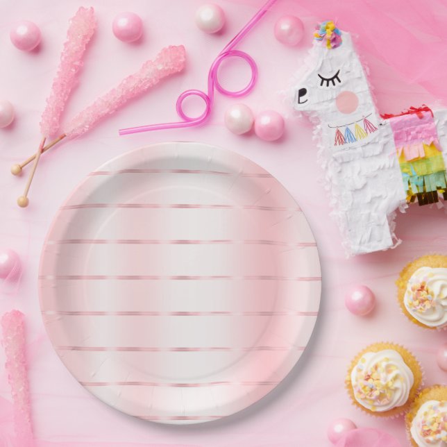 Assiettes En Carton Joli Ruban Glam Rose Pâle Mariage ou Baby Shower (Fête)