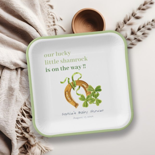 Assiettes En Carton Joli Shamrock  St Patrick's Day Baby shower (Créateur téléchargé)