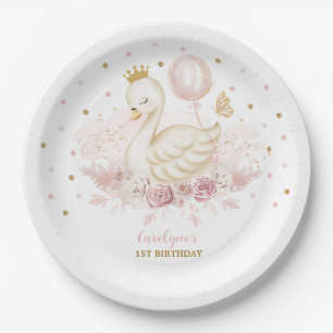 Assiettes En Carton Joli Swan Princess Blush Gold Balloon Anniversaire