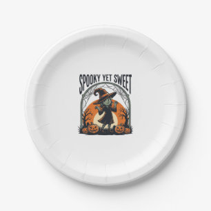 Assiettes En Carton Joli T-shirt vintage de sorcière d'Halloween effra