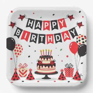Assiettes En Carton Joli thème de ladybug pour joyeux anniversaire