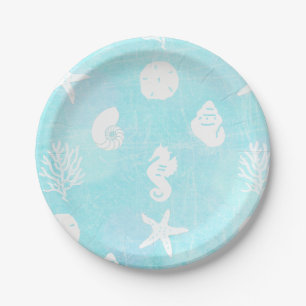 Assiettes En Carton Joli thème de plage bleue au bord de la mer