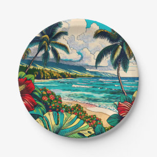 Assiettes En Carton Joli thème Hawaiian Island