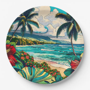 Assiettes En Carton Joli thème Hawaiian Island